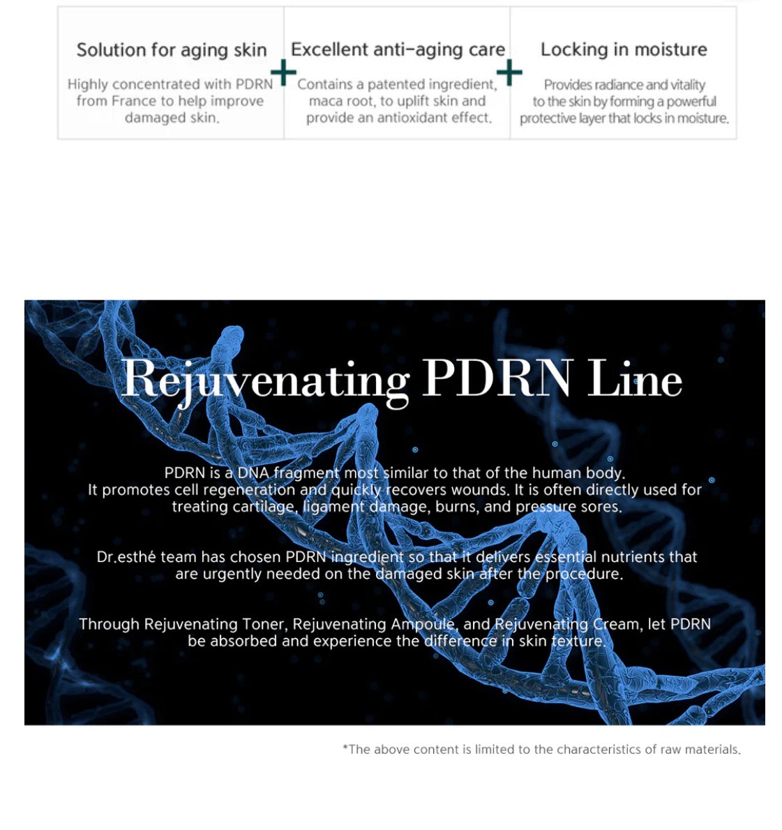 Advertisement for Rejuvenating PDRN Line with text about anti-aging benefits and PDRN technology.