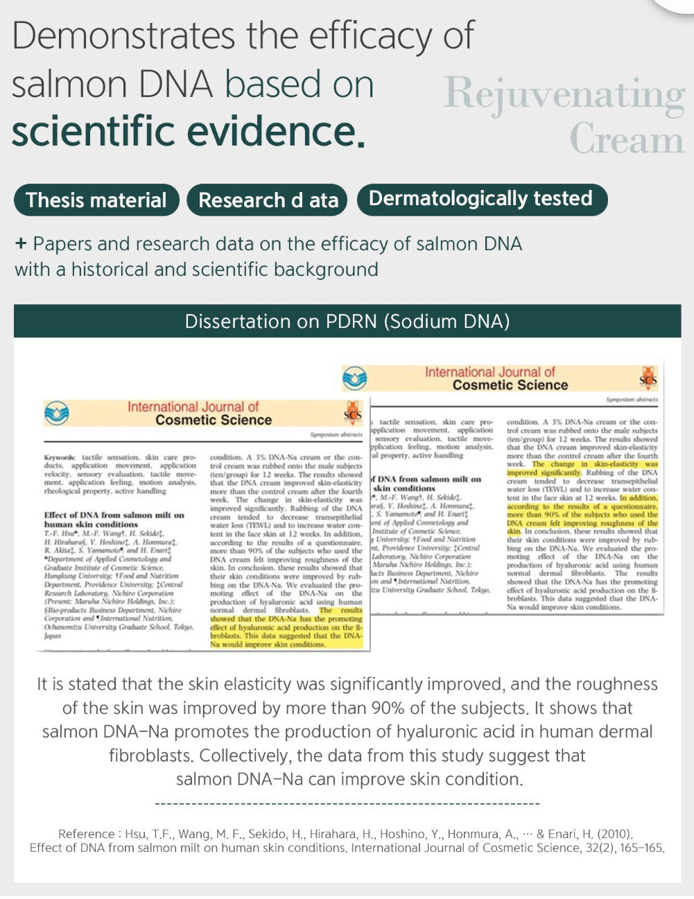 Page from a scientific document or journal article about salmon DNA efficacy.