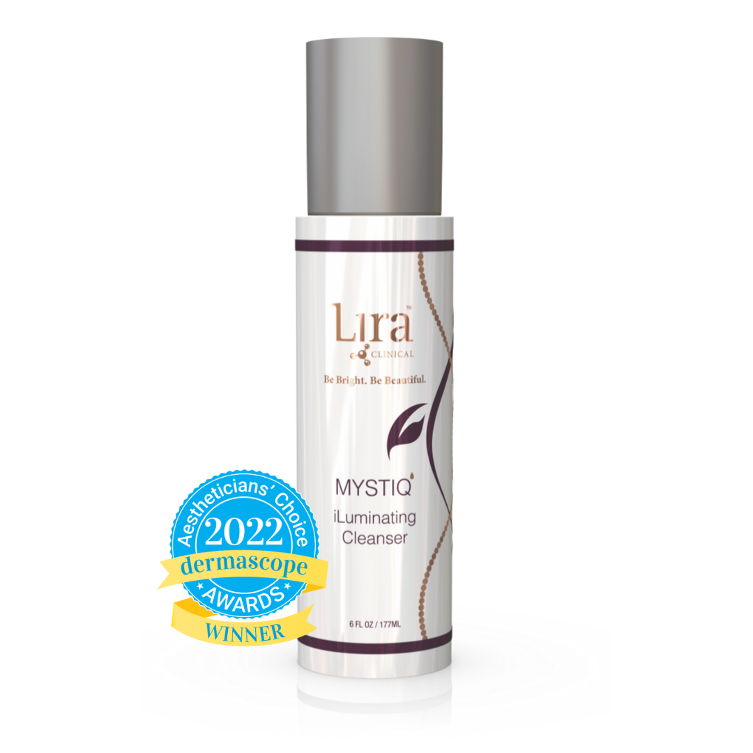 Lira Clinical MYSTIQ iLuminating Cleanser bottle with silver lid, 6 fl oz