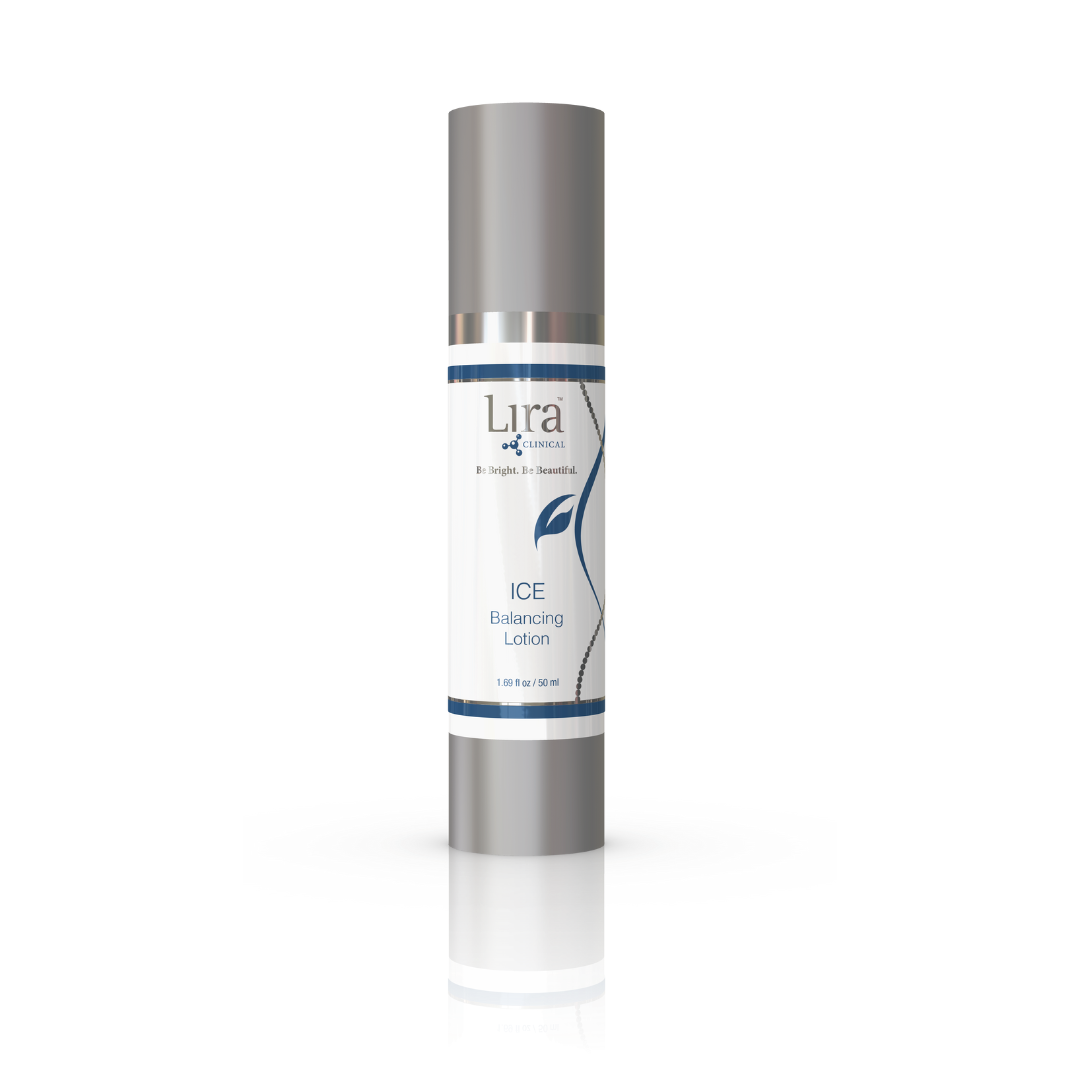 Lira Clinical ICE Balancing Lotion bottle with silver lid, 1.69 fl oz