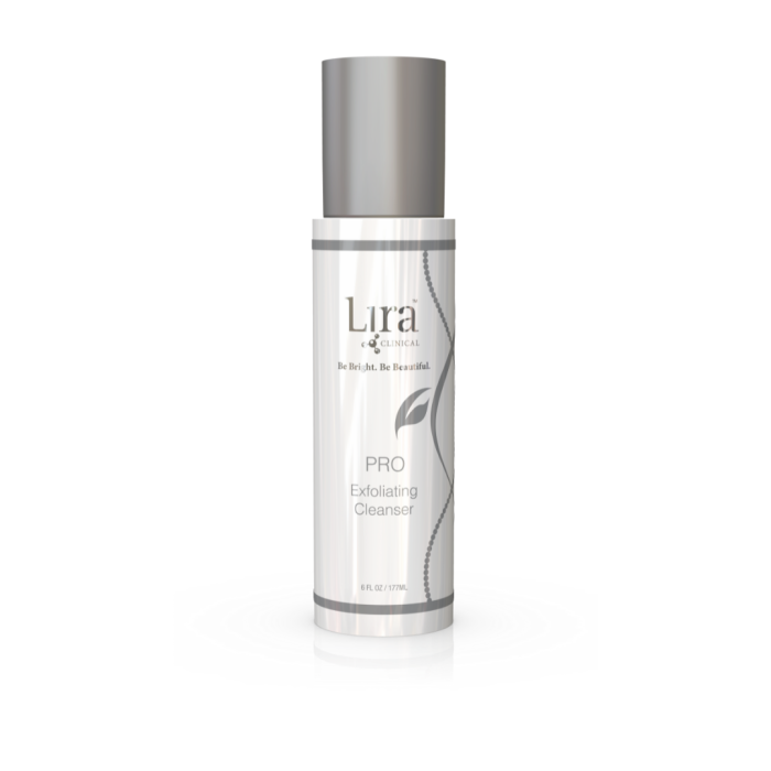 
 Lira Clinical PRO Exfoliating Cleanser foaming bottle with silver lid, 6 fl oz